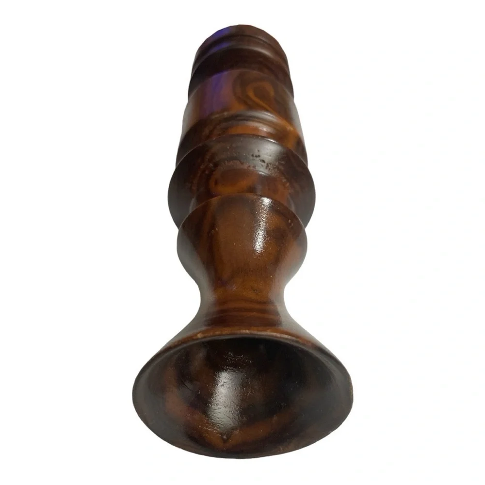 Ebony corner hand turned vintage wood bud vase 9.5” Tall - Picture 5 of 11